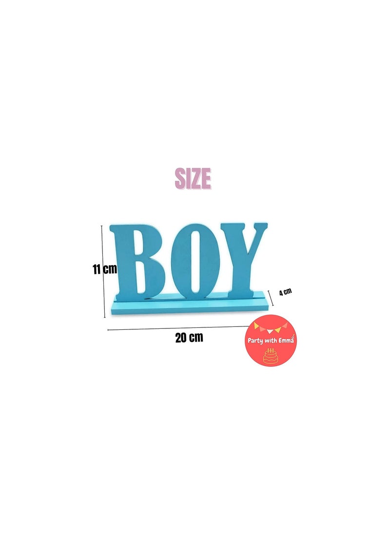 Party with Emma Boy Girl Wooden Table Decorations Gender Reveal Table Decorations Boy Girl Letter Table Signs with Bases Decorative Centerpieces Wooden Tabletop Decor for Tier Tray School Supplies  - Image 2