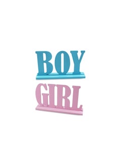 Party with Emma Boy Girl Wooden Table Decorations Gender Reveal Table Decorations Boy Girl Letter Table Signs with Bases Decorative Centerpieces Wooden Tabletop Decor for Tier Tray School Supplies  - Image 1