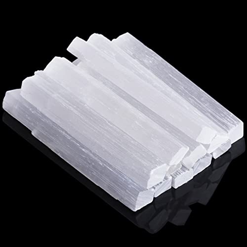 Tayfremn 12 Pieces Selenite Crystal Sticks Natural Selenite Crystal Wands 4 Inches Selenite Sticks White Raw Rough Crystals Wand for Healing Energy Drawing - Image 1