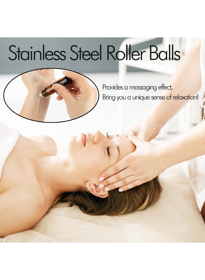 Chabeia 6 Pack Essential Oil Roller Bottles, 10ml Roller Balls for Essential Oils, Amber Glass Roller Bottles, Roll on Bottles with Stainless Steel Roller Balls, 1*Openers, 1*Funnels, 1*Dropper - Image 3