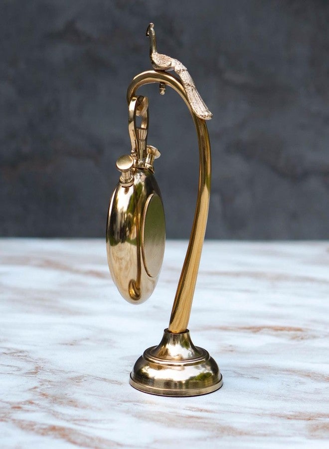 The Artage Metal Brass Gold Finish Table Clock for Home Decor Showpiece Decorative Watch Statue Gift for Decoration Hand Made Handcrafted Artifact for Shelf Antique Gifting (Peacock Watch) - Image 2