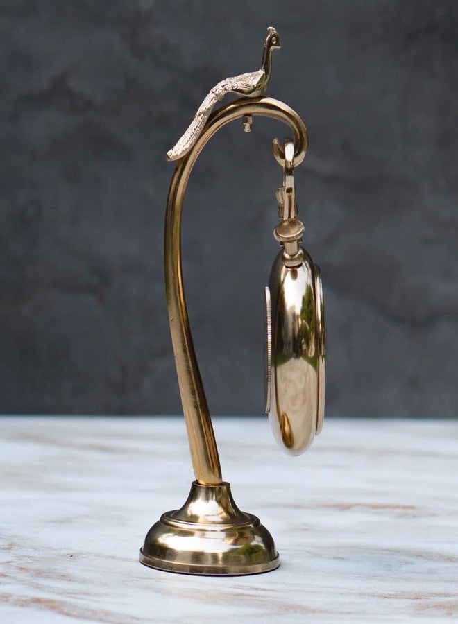 The Artage Metal Brass Gold Finish Table Clock for Home Decor Showpiece Decorative Watch Statue Gift for Decoration Hand Made Handcrafted Artifact for Shelf Antique Gifting (Peacock Watch) - Image 3