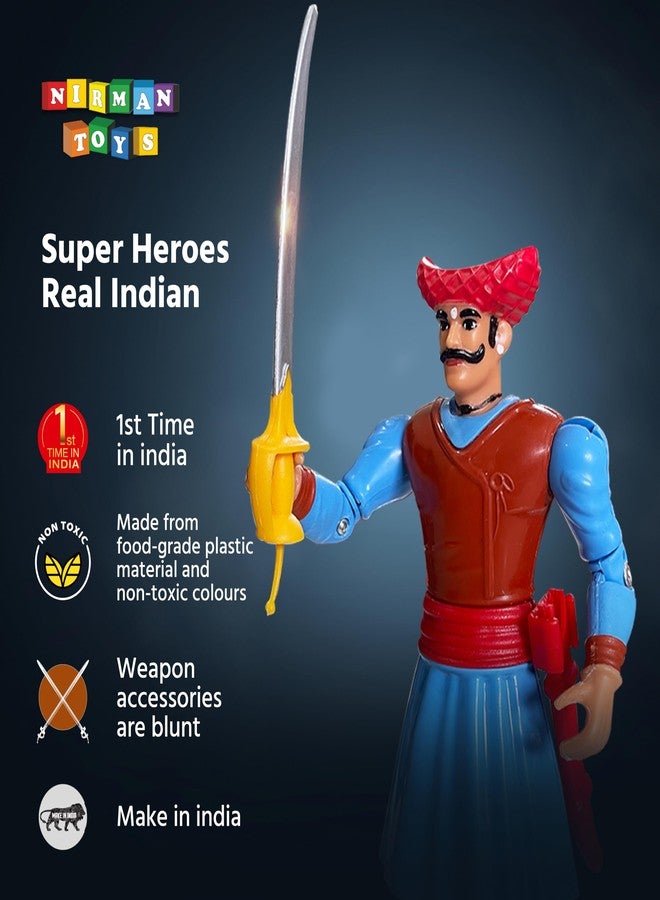 Swarajyache Shiledar - The True Super Hero - 6 Inch Tall Action Figure with Accessories (Mawala, Blue) - Image 4