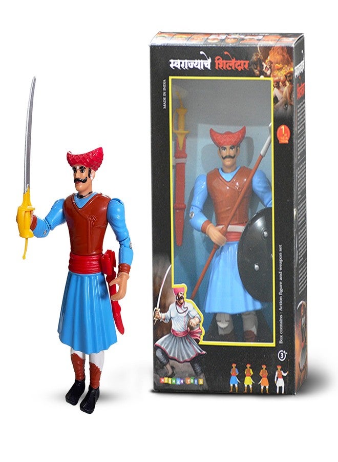 Swarajyache Shiledar - The True Super Hero - 6 Inch Tall Action Figure with Accessories (Mawala, Blue) - Image 2