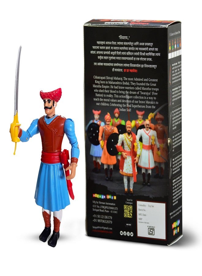 Swarajyache Shiledar - The True Super Hero - 6 Inch Tall Action Figure with Accessories (Mawala, Blue) - Image 3
