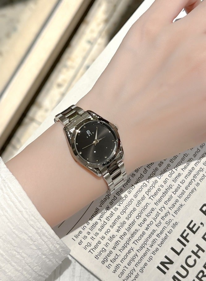 ABIU Sleek Women's Watch - Stainless Steel Bracelet with Minimalist Black Dial (Elegant Daily & Office Wristwatch for Ladies) - Image 3