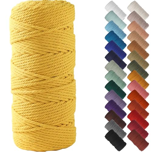 NOANTA 3mm x 109yards Yellowish Brown Macrame Cord Colored Macrame Rope Cotton Rope Macrame Yarn Colorful Cotton Craft Cord for Wall Hanging Plant Hangers Crafts Knitting - Image 1