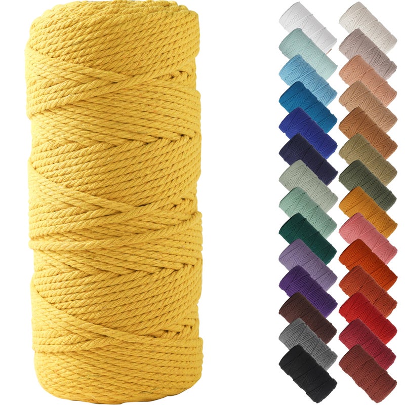 NOANTA 3mm x 109yards Yellowish Brown Macrame Cord Colored Macrame Rope Cotton Rope Macrame Yarn Colorful Cotton Craft Cord for Wall Hanging Plant Hangers Crafts Knitting - Image 3