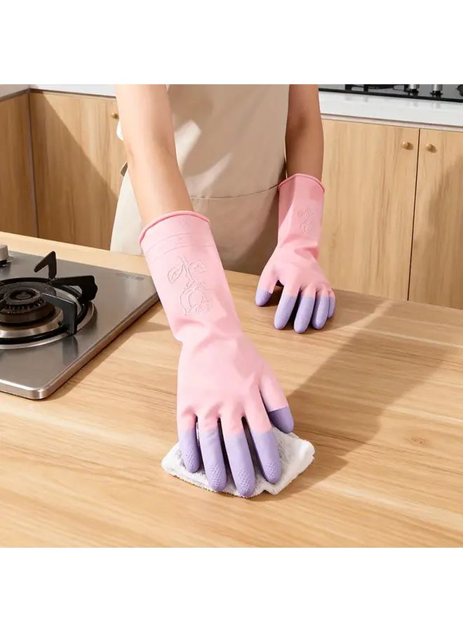 Blue PVC Single Layer Cleaning Gloves 2 Pairs L Size For Dishwashing And Sanitation - Image 2