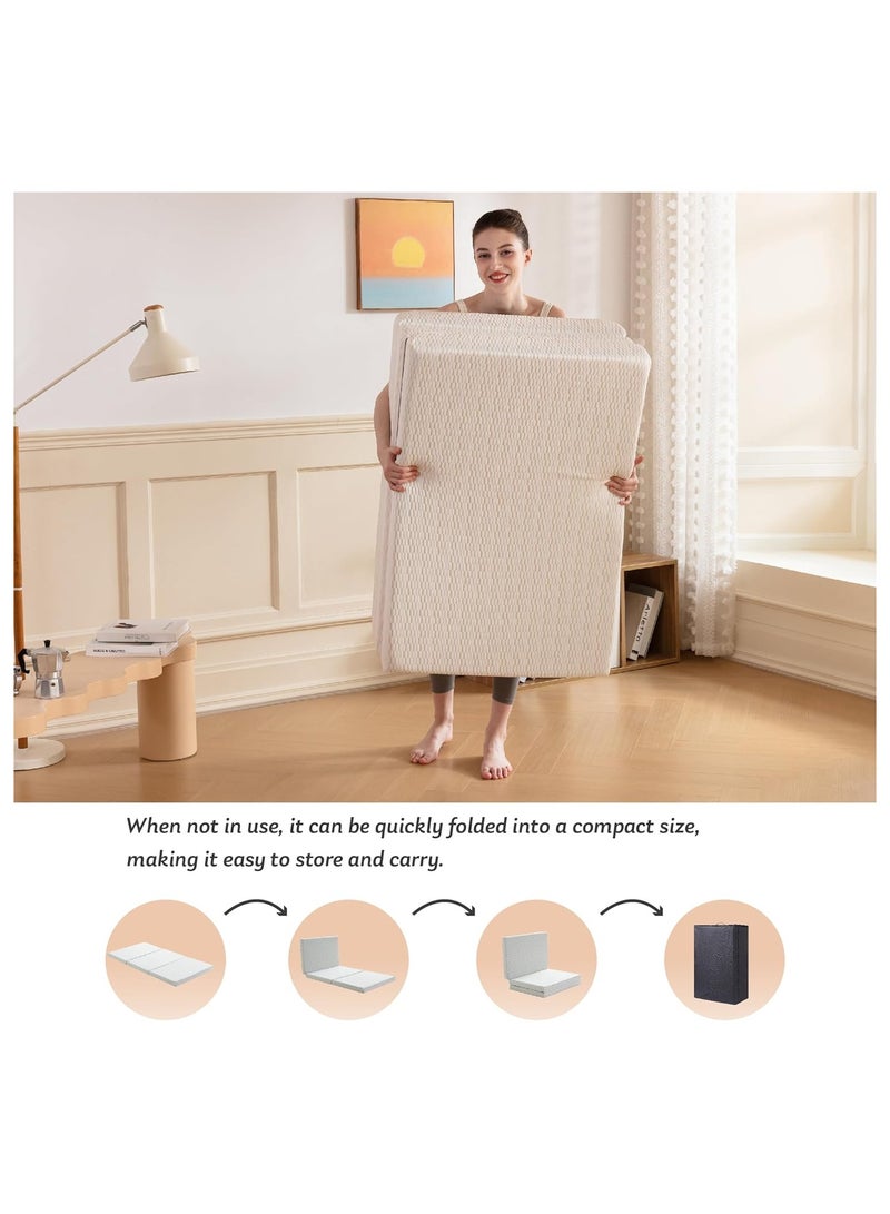 Comfy مرتبة قطنية محبوكة قابلة للطي بيضاء مريحة وكلاسيكية 180x 90x 7 سم - Image 4