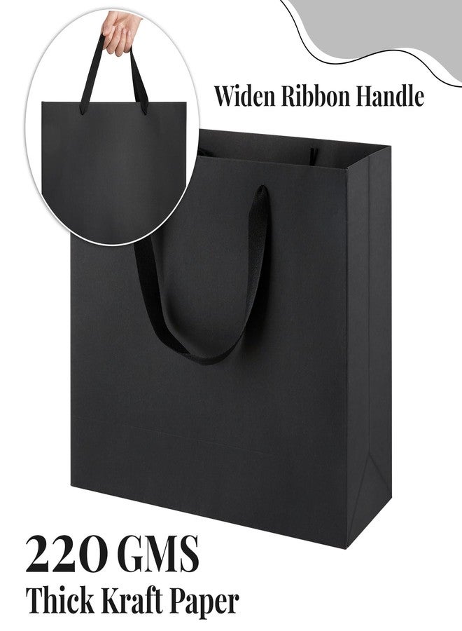 Ohuimrt Large Black Gift Bags, 12-Count, 12.5x4.5x11 Inch - Image 4