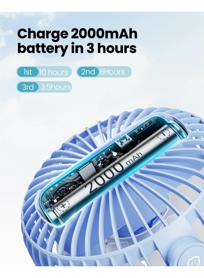 Gaiatop Mini Portable Stroller Fan, Battery Operated Small Clip on, Detachable 3 Speed Rechargeable, 360Â° Rotate Flexible Tripod Better Cooling for Car Seat Crib Treadmill Travel Blue - Image 5