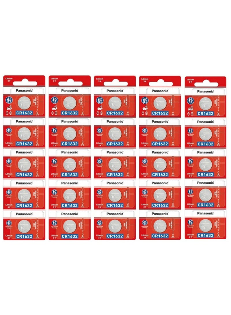 25-Pieces Panasonic CR1632 Lithium 3V Indonesia Batteries