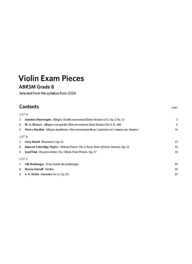 null - Violin Exam Pieces from 2024, ABRSM Grade 8, Violi - Image 1