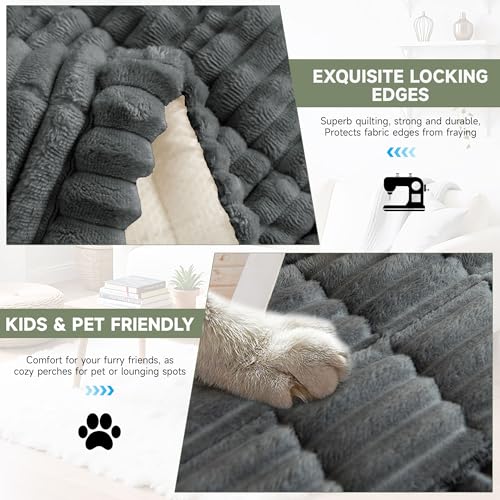 OTOB Couch Covers for Dogs Washable, Non Slip Plush Sofa Cover Kids Pet Friendly Furniture Protector, All Seasons Soft Cozy Fuzzy Sofa Slipcovers Dog Bed Mats (Dark Gray, 31.5" x 63.0'') - Image 5