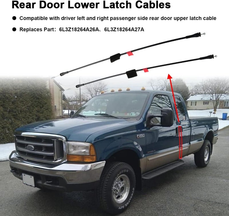 AUTOJARE Rear Left Right Side Door Lower Latch Cables for Ford F150 and F250 - Image 2