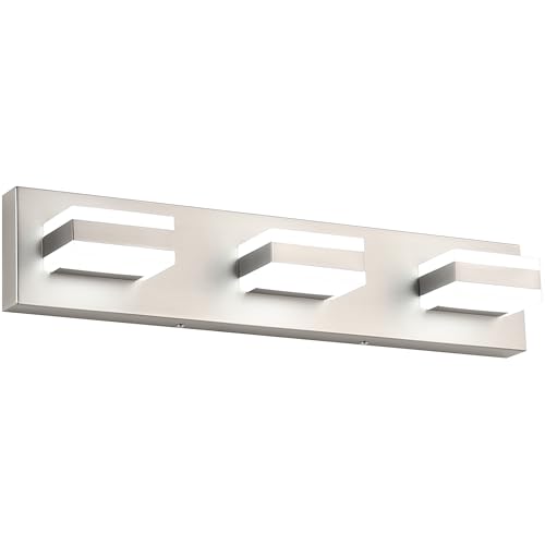 SOLFART Bathroom Vanity Lights Over Mirror Brushed Nickel Bathroom Light Fixture 3 Light Led Lights for Bathrooms Vanity Lights for Bath Nickel - Image 1