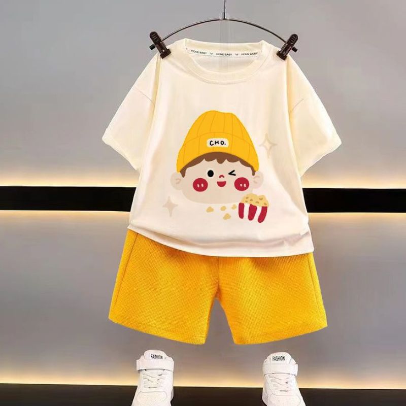 Boys Summer Casual Loose Clothes Waffle Baby Summer Generation Men'S Handsome Children'S Short-Sleeved Suit Children'S Clothing - Image 5