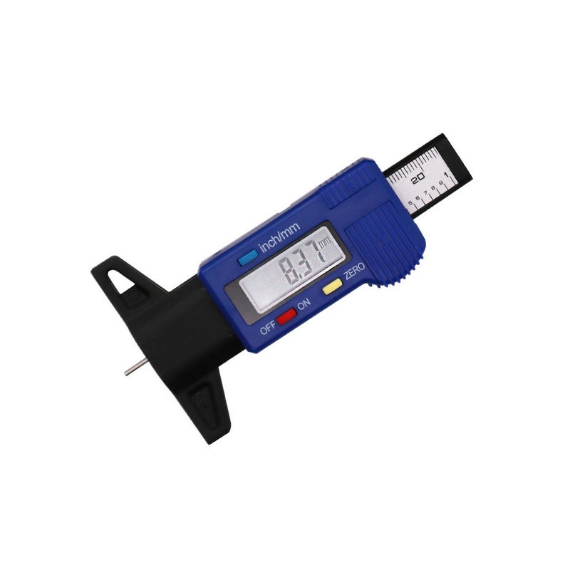 Digital display electronic tire tread depth measuring instrument depth gauge tread ruler 0-25.4mm digital display tread gauge(Blue) - Image 1
