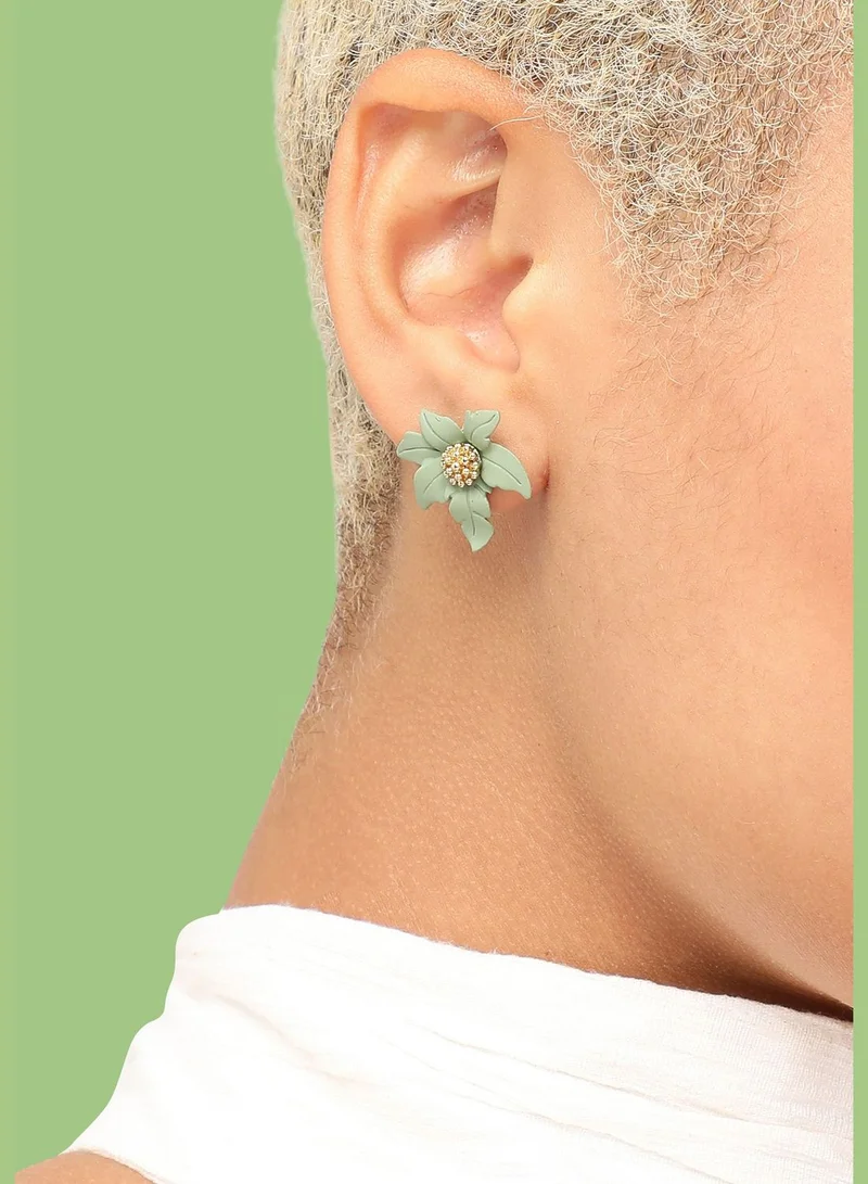 SOHI Gold Plated Party Designer Stone Stud For Women