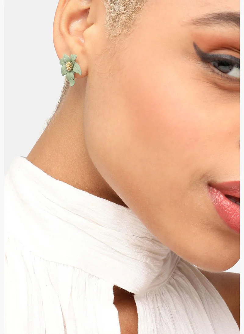 SOHI Gold Plated Party Designer Stone Stud For Women