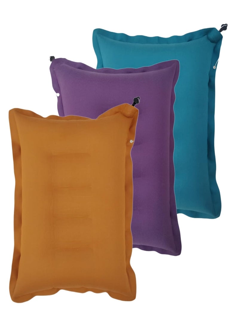 RAV Soft Cotton Travelling Air Pillow Compact and Lightweight Pillow Easy to Carry Neck Support headrest Pillow During Travelling in Bus TrainFlight Pack of 3 Multicolour - Image 1