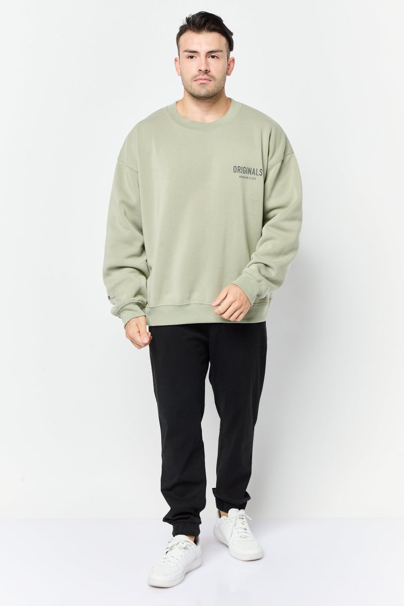 Originals by Brooklyn Cloth Men Sportswear Fit Long Sleeve Outdoor Sweatshirt, Sage Green  - Image 3