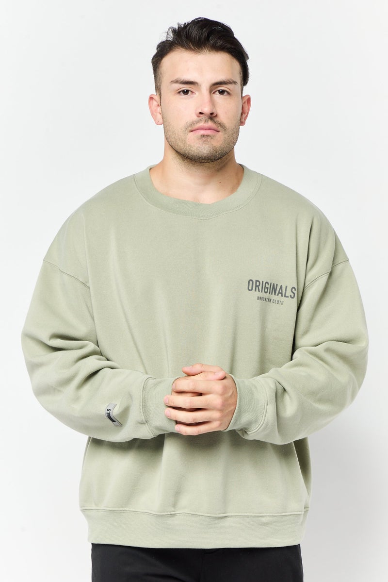 Originals by Brooklyn Cloth Men Sportswear Fit Long Sleeve Outdoor Sweatshirt, Sage Green  - Image 1