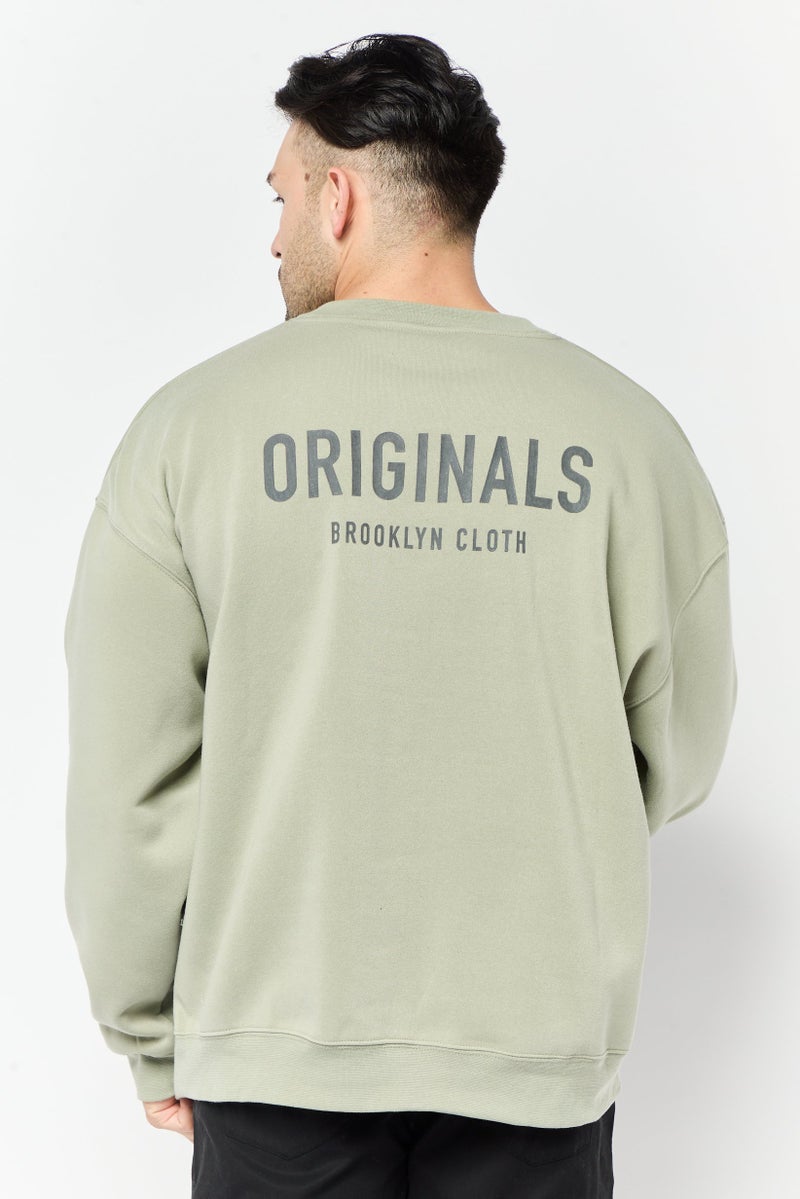 Originals by Brooklyn Cloth Men Sportswear Fit Long Sleeve Outdoor Sweatshirt, Sage Green  - Image 2
