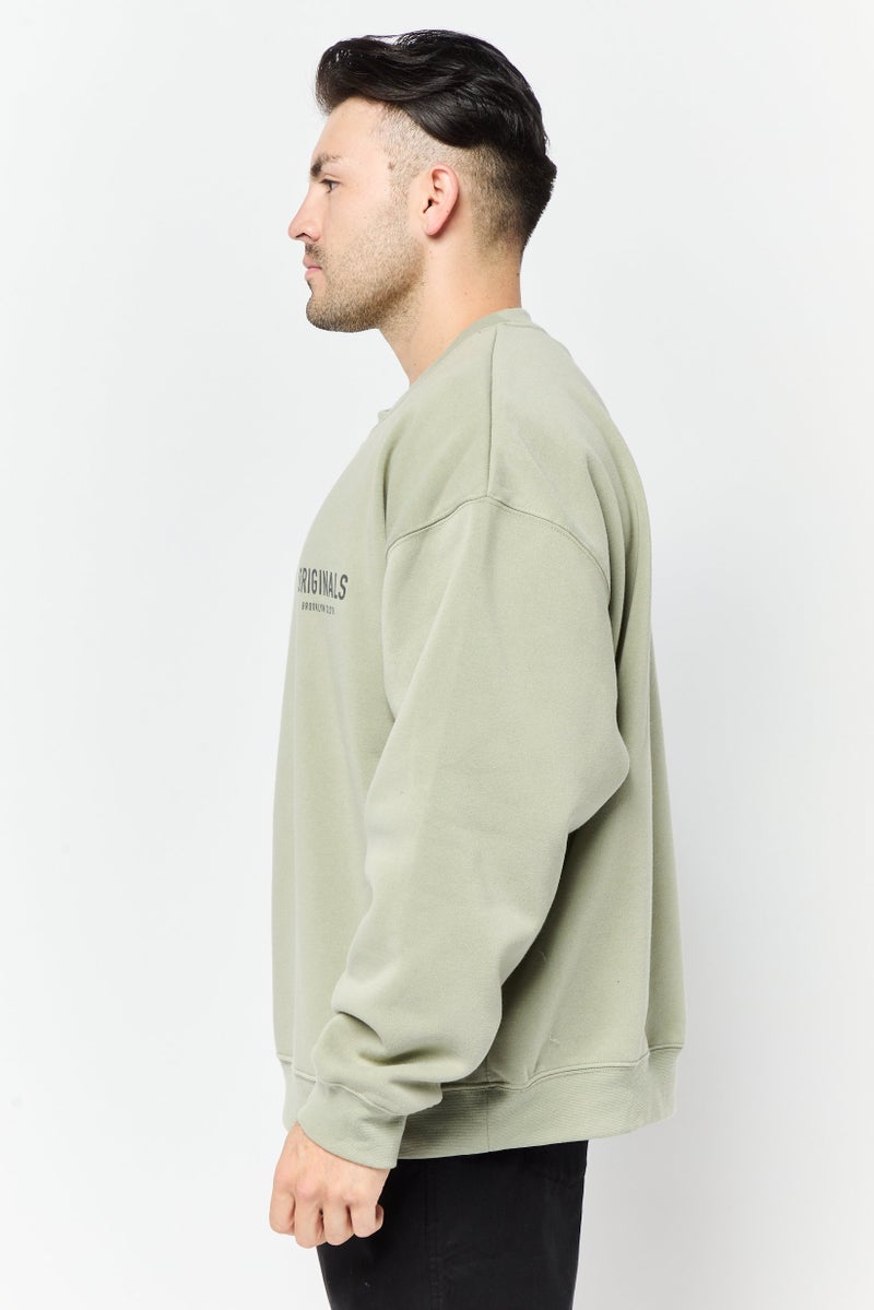 Originals by Brooklyn Cloth Men Sportswear Fit Long Sleeve Outdoor Sweatshirt, Sage Green  - Image 4