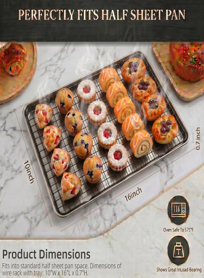 SCDGRW Cooling Racks for Cooking 2-Pack, 10" x 16" No Warp Heavy Duty Metal Wire Rack - Fits Half Sheet & Jelly Roll Pan, Oven & Dishwasher Safe 575°F, Rust Resistant, for Baking, Roasting & Grilling - Image 2