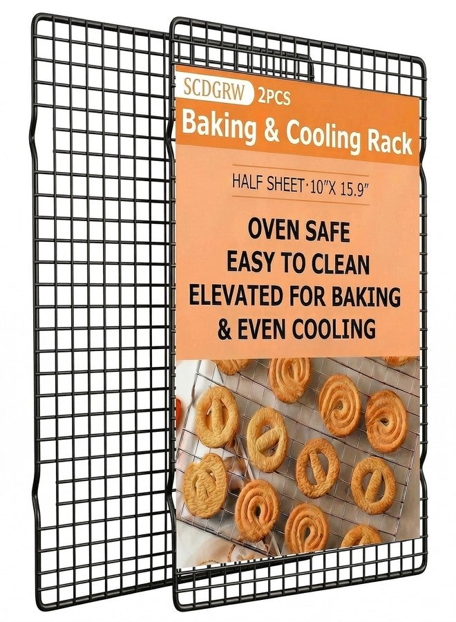 SCDGRW Cooling Racks for Cooking 2-Pack, 10" x 16" No Warp Heavy Duty Metal Wire Rack - Fits Half Sheet & Jelly Roll Pan, Oven & Dishwasher Safe 575°F, Rust Resistant, for Baking, Roasting & Grilling - Image 1
