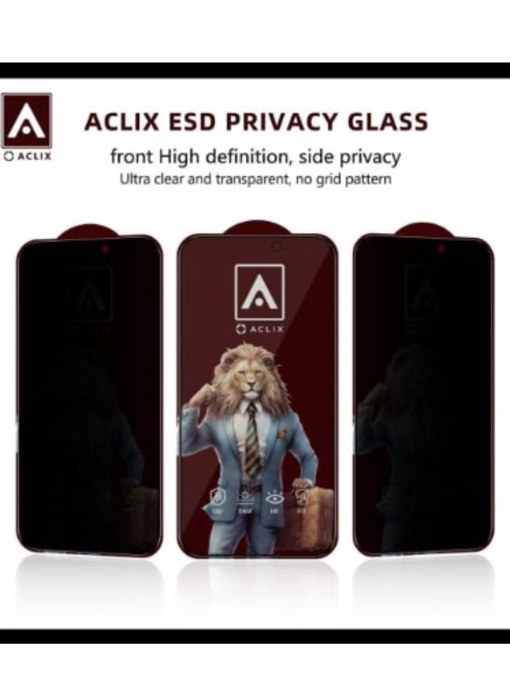 ACLIX Apple iPhone Anti-Spy Privacy Glass Screen Protector 5D+ 9H Tempered Glass Black - Image 2