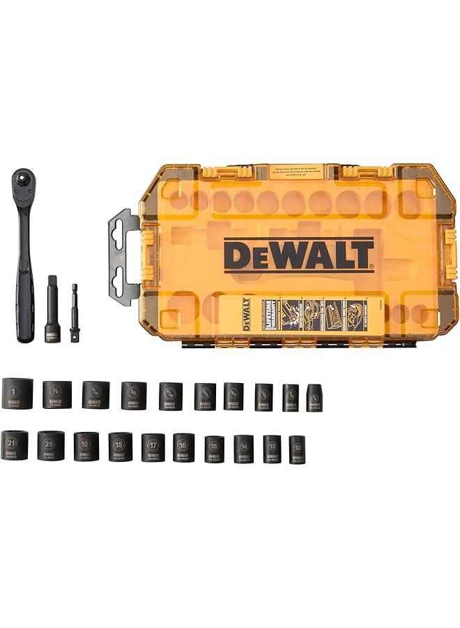 DEWALT Impact Socket Set 23 Piece Set 3 8" Drive Metric Sae Dwmt74738 - Image 1