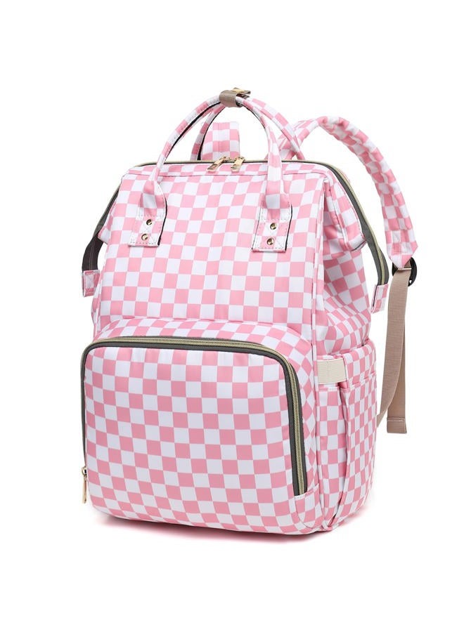 Dezcrab Laptop Backpack for Women, College Bookbag School Backpack Work Business Travel 15.6 Inch Computer Backpacks, Checkered Pink - Image 1