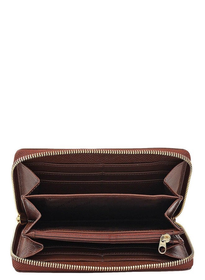 Da Milano Leather Zip Wallet for Women - Brown (10191A) - Image 4