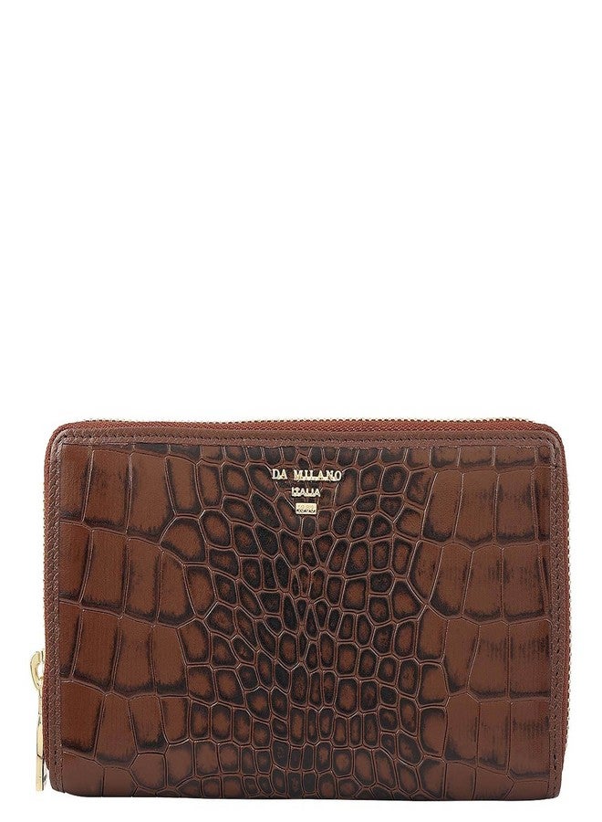 Da Milano Leather Zip Wallet for Women - Brown (10191A) - Image 1