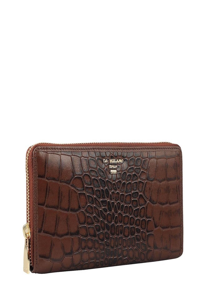 Da Milano Leather Zip Wallet for Women - Brown (10191A) - Image 2