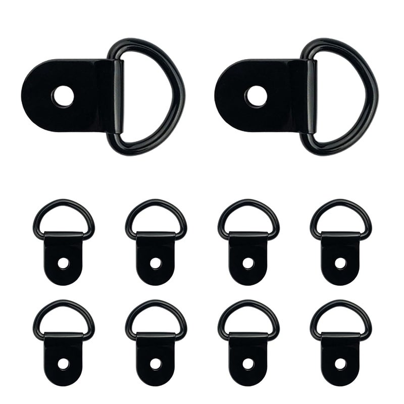 KVAEY 10 PCS Small Steel DRing Tie Downs Heavy Duty Steel Anchor Lashing Ring for Cargo Load DRing Anchor Point for Loads on Case Truck Trailer RV Camper Boats Car Accessories Black 10 PCS - Image 3
