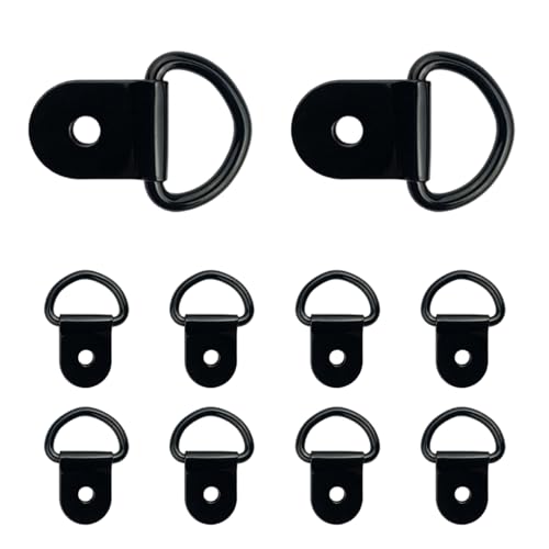 KVAEY 10 PCS Small Steel DRing Tie Downs Heavy Duty Steel Anchor Lashing Ring for Cargo Load DRing Anchor Point for Loads on Case Truck Trailer RV Camper Boats Car Accessories Black 10 PCS - Image 1