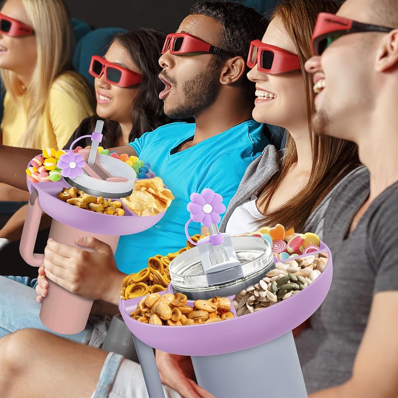 insefocc 2025 Latest model Stanley Cup 40 oz Snack Bowl with Handle Compatible with Stanley Cup40 oz with Handle Stanley Accessories Silicone Orchid  - Image 5