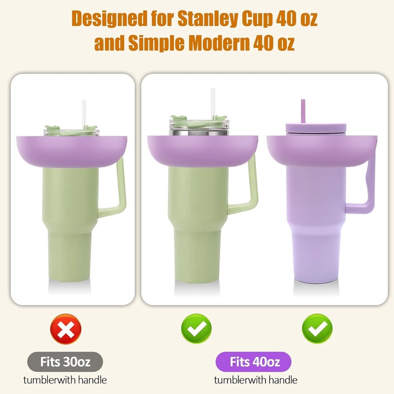 insefocc 2025 Latest model Stanley Cup 40 oz Snack Bowl with Handle Compatible with Stanley Cup40 oz with Handle Stanley Accessories Silicone Orchid  - Image 2