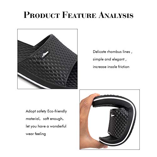 FUNKYMONKEY Women's Shower Slides - Non Slip Quick Drying Sandals for Women – Lightweight Pool Beach Bathroom Slippers Indoor Outdoor(7 M US, Black/FMB) - Image 4