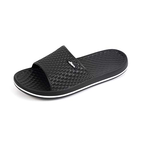 FUNKYMONKEY Women's Shower Slides - Non Slip Quick Drying Sandals for Women – Lightweight Pool Beach Bathroom Slippers Indoor Outdoor(7 M US, Black/FMB) - Image 1