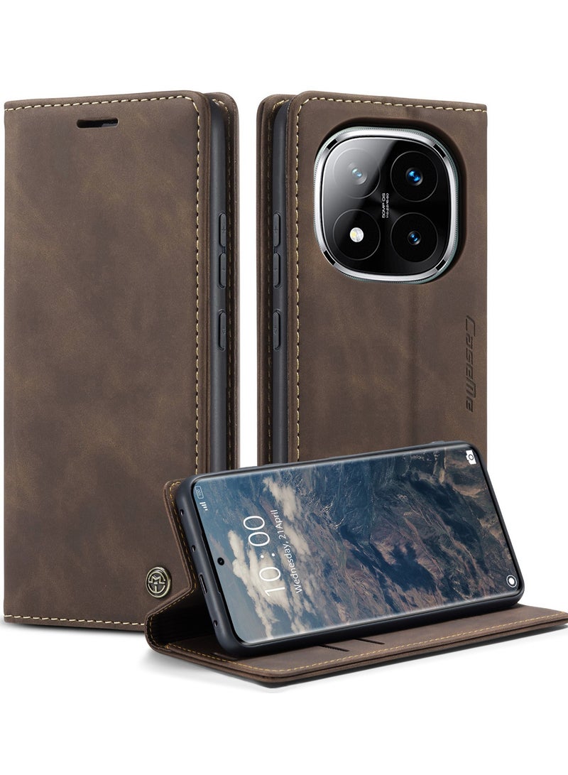 CaseMe For Xiaomi Redmi Note 14 Pro+ Cover, Magnetic Adsorption Full Body Shockproof Protective 14 Pro Plus Flip Cover, PU Leather Hidden Stand Wallet Case - Image 1