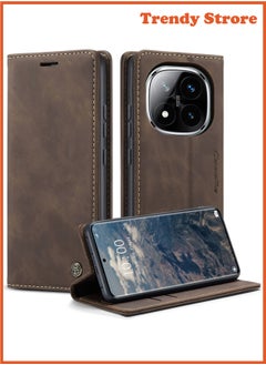 CaseMe For Xiaomi Redmi Note 14 Pro+ Cover, Magnetic Adsorption Full Body Shockproof Protective 14 Pro Plus Flip Cover, PU Leather Hidden Stand Wallet Case  - Image 1