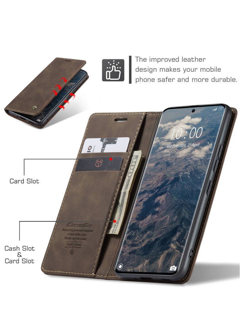 CaseMe For Xiaomi Redmi Note 14 Pro+ Cover, Magnetic Adsorption Full Body Shockproof Protective 14 Pro Plus Flip Cover, PU Leather Hidden Stand Wallet Case - Image 2