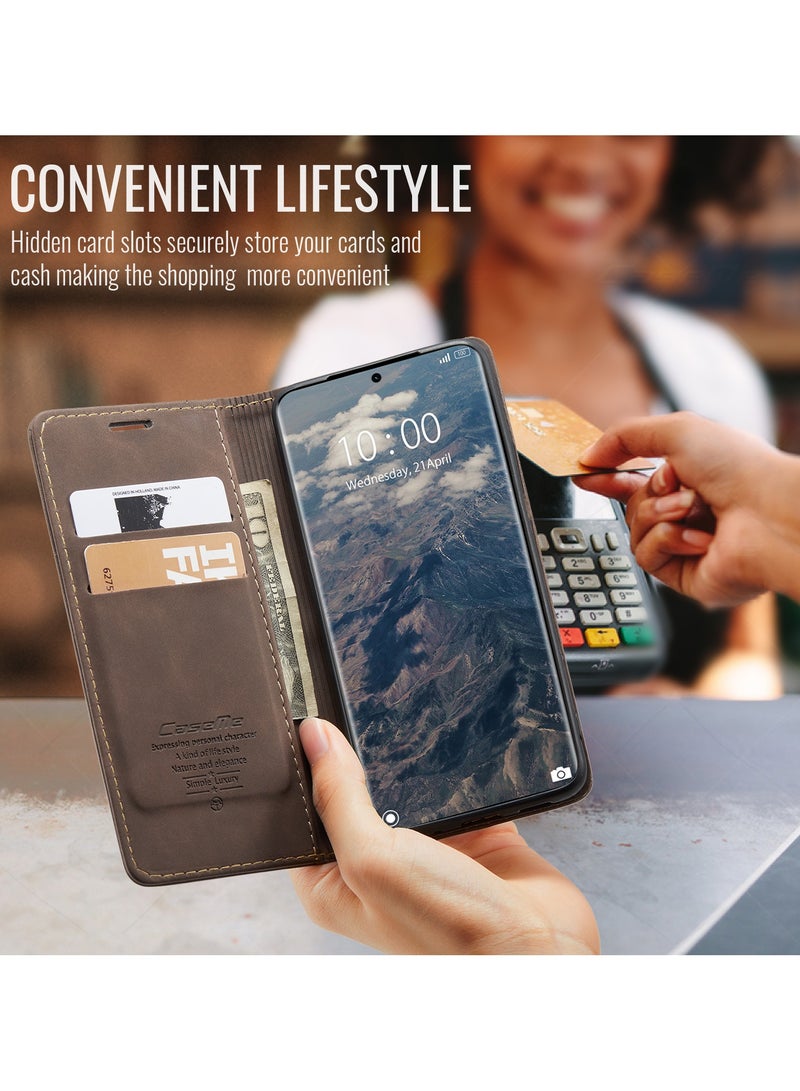 CaseMe For Xiaomi Redmi Note 14 Pro+ Cover, Magnetic Adsorption Full Body Shockproof Protective 14 Pro Plus Flip Cover, PU Leather Hidden Stand Wallet Case - Image 4