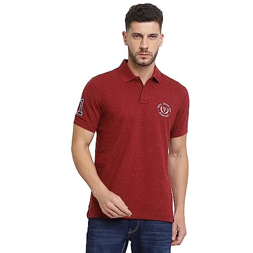 Van Heusen Men's Solid Regular Fit T-Shirt (70017_Fig Wine Jaspee_M) - Image 1