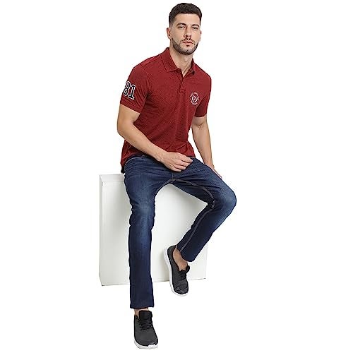 Van Heusen Men's Solid Regular Fit T-Shirt (70017_Fig Wine Jaspee_M) - Image 5